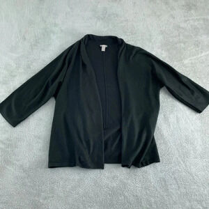 Chicos Black Open Front Cardigan Sweater Size 1 (M) Acrylic  4733